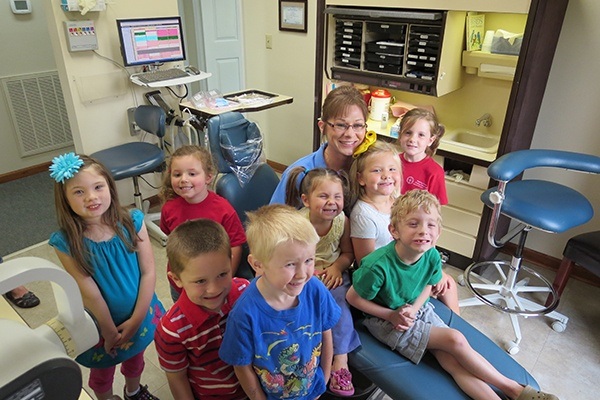 Group of kids in dental exam room